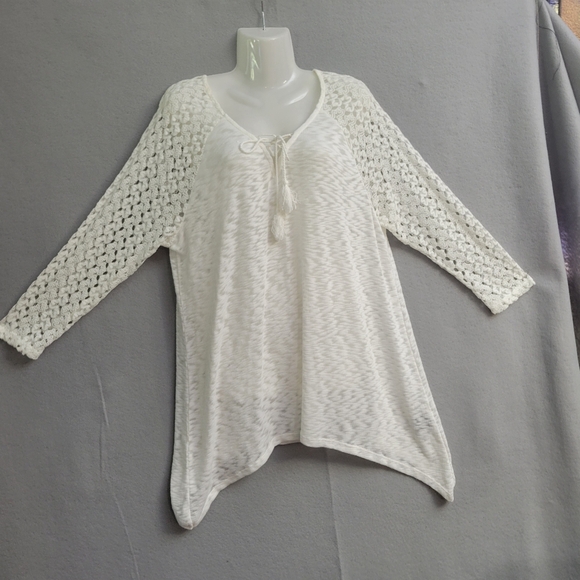 new directions Other - New Directions XL Lightweight Sheer Knit Swimsuit cover up Long Sleeve White